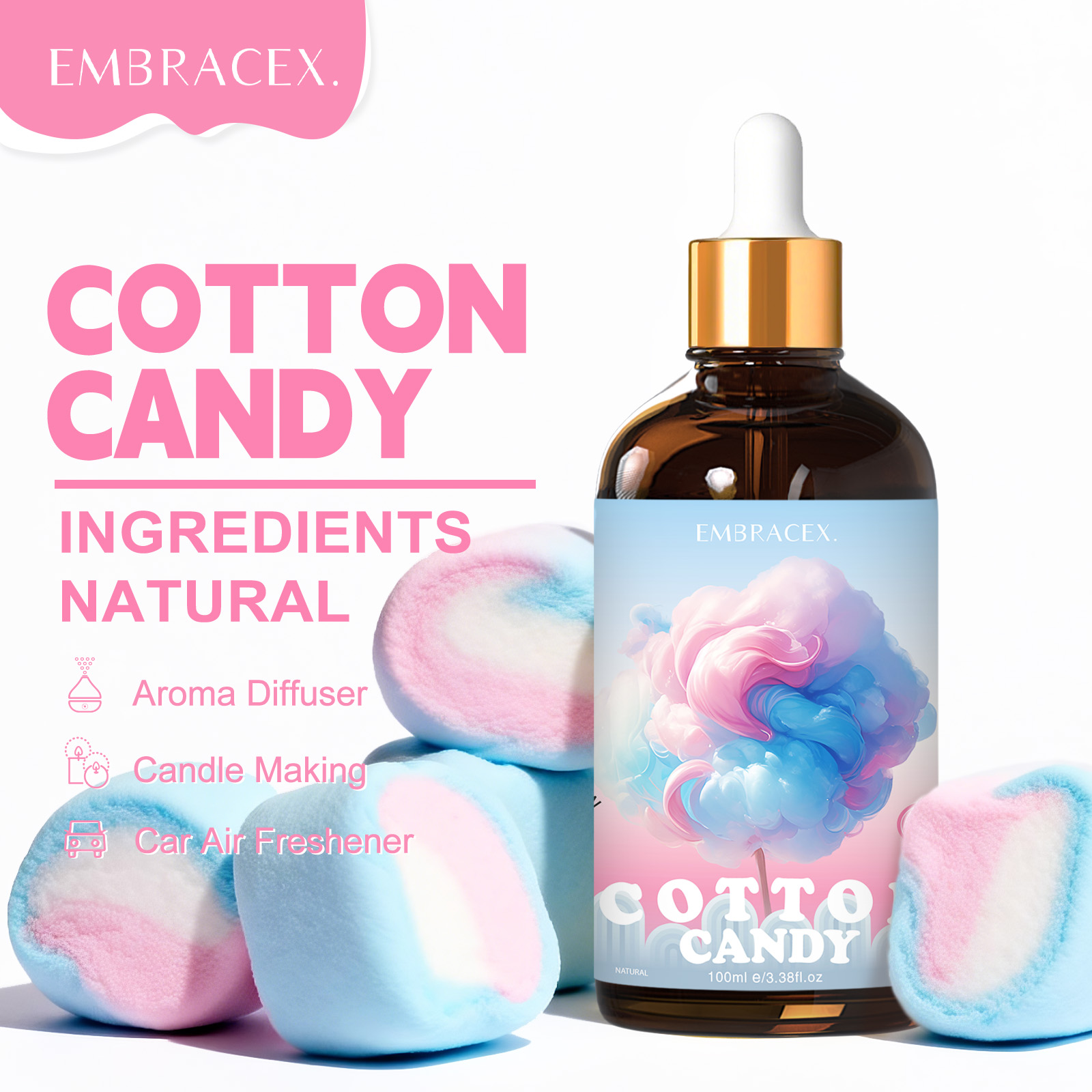 Home Fragrance Gift - 100ml Cotton Candy Essential Oil Diffusers